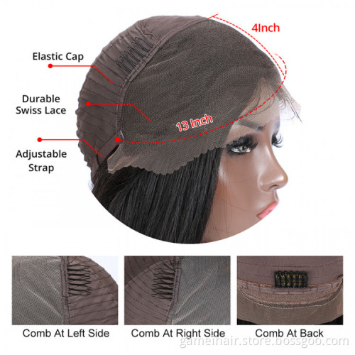 Raw Brazilian Virgin Human Hair Hd Full 360 Lace Wig Pre Plucked Straight Human Hair Transparent 360 Full Swiss Lace Wig